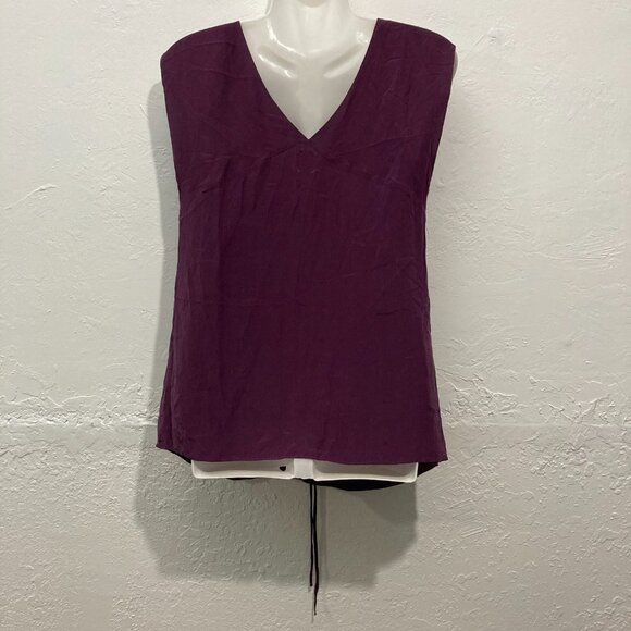 Tea and Honey Anthropologie Silk Blouse Top Sleeveless Burgundy Lightweight L - Picture 2 of 9